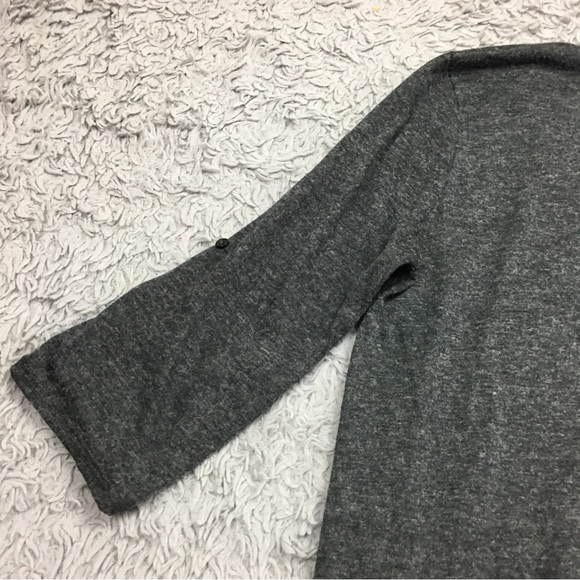 Anthropologie Pleione  Contrast Trim Chiffon Top High Low Chest Pocket Gray XL - Picture 9 of 16